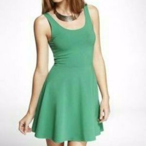 Express Kelly Green Mini Dress Fit Flare Party Preppy Casual Knit Zip Colorful S